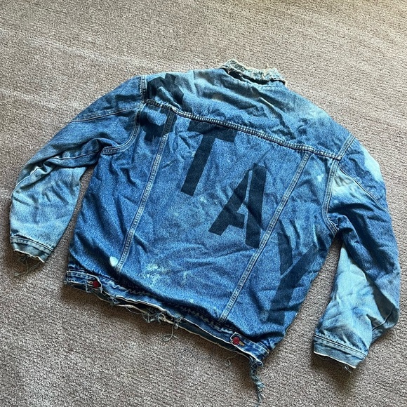 VTG 80’s Thrashed Distressed Denim Sherpa Jacket - Picture 7 of 8
